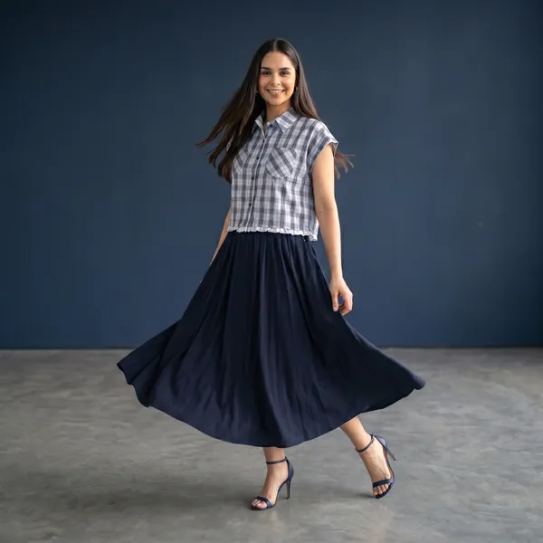 Checked_Shirt-Style_Midi_Dress