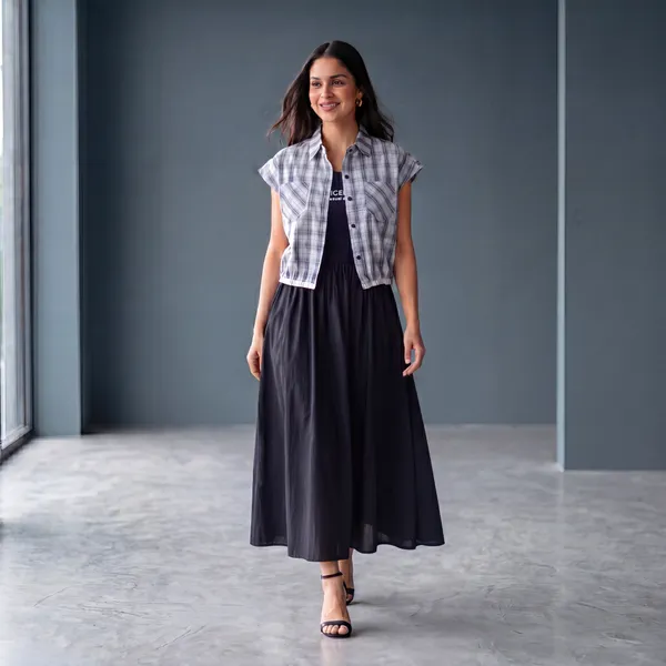 Checked_Shirt-Style_Midi_Dress