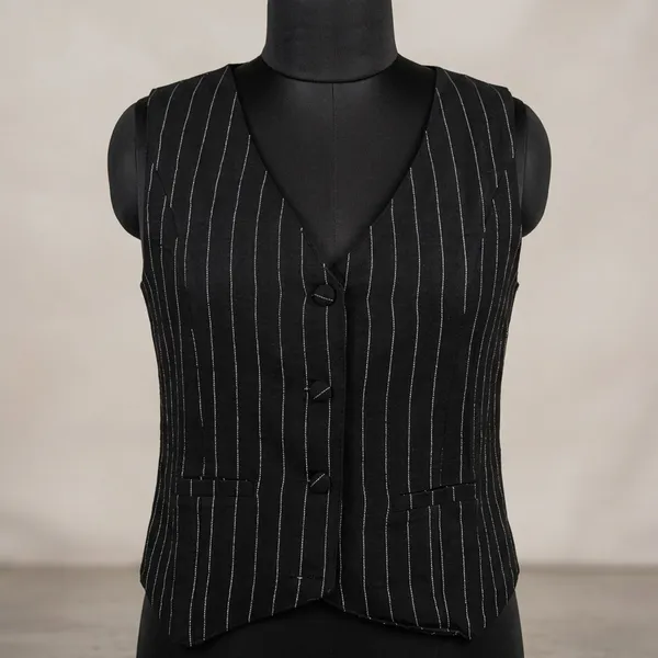 Black_Linen_stripe_Tailored_Vest_&_Wide-Leg_Trouser_Co-Ord_Set