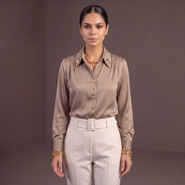 Embellished_Light_Brown_Silk-Satin_Shirt