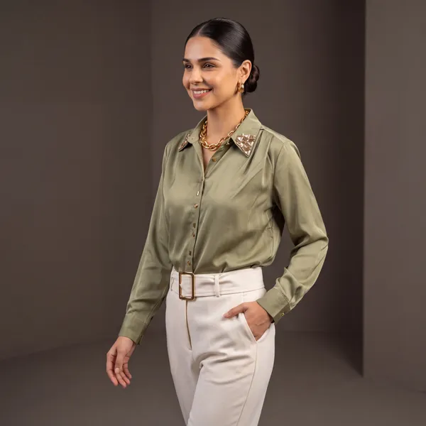 Embellished_Light_Green_Silk-Satin_Shirt