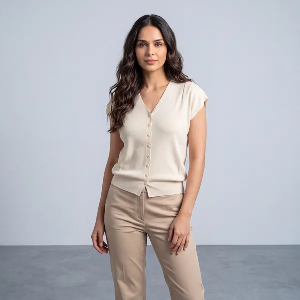 Ivory_V-Neck_Button-Front_Knit_Vest_Top