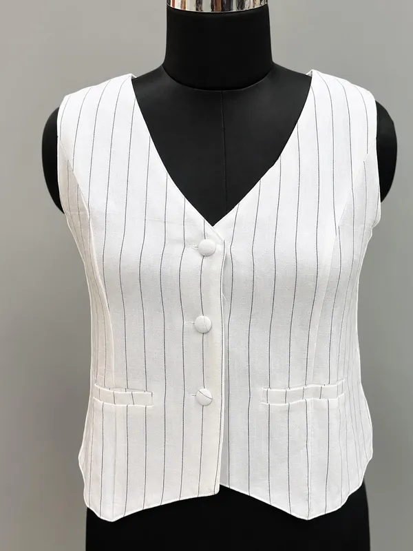 White_Linen_stripe_Tailored_Vest_&_Wide-Leg_Trouser_Co-Ord_Set