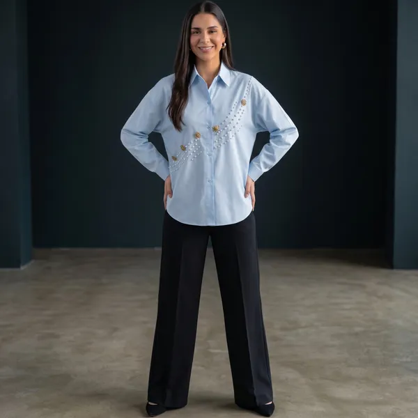 Blue_Pearl_Embellished_Cotton_Shirt