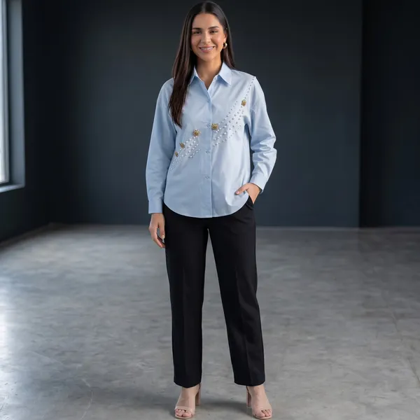 Blue_Pearl_Embellished_Cotton_Shirt