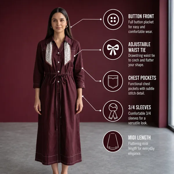 Maroon_Midi_Dress_with_Scarf