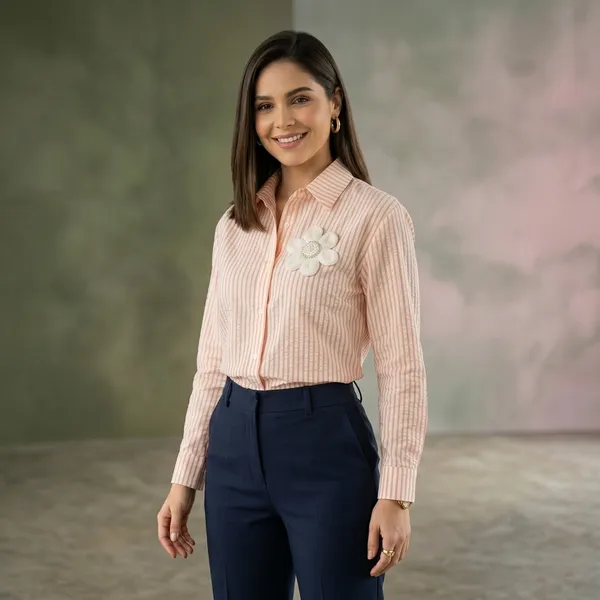Women_Pink_Striped_Formal_Shirt_With_Floral_Patch