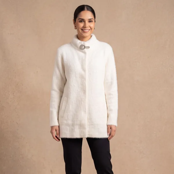 White_High-Neck_Faux-Fur_Coat_with_Embellished_Buckle