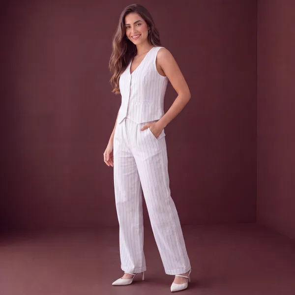 White_Linen_stripe_Tailored_Vest_&_Wide-Leg_Trouser_Co-Ord_Set