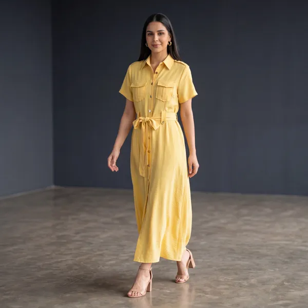 Yellow_Belted_Shirt_Dress