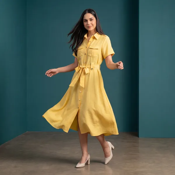 Yellow_Belted_Shirt_Dress