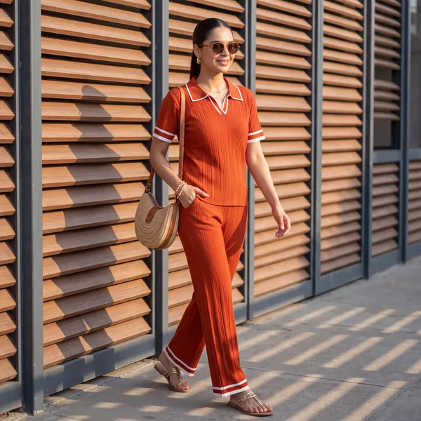 Terracotta_Ribbed_Knit_Polo_Top_&_Wide-Leg_Co-ord_Set