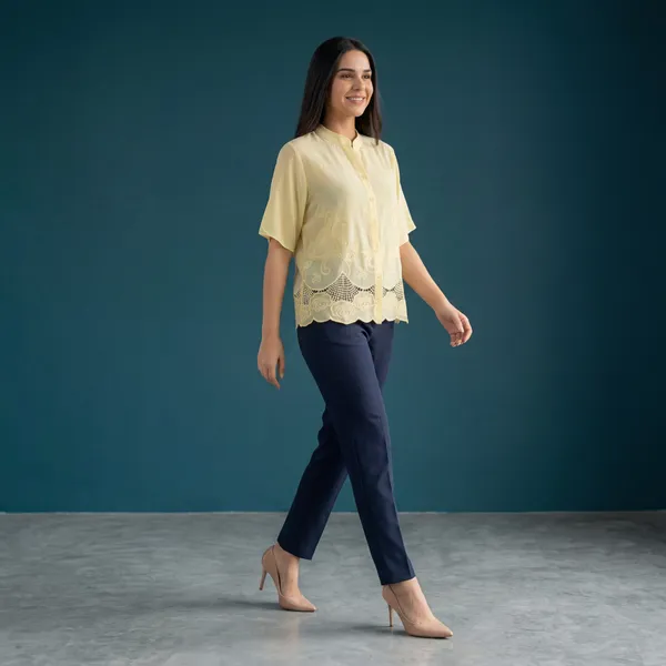 Womens_Yellow_Embroidered_Casual_Top