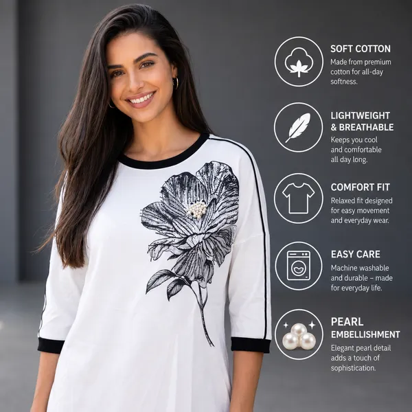 White_floral_T_shirt_with_Pearl_&_Sirosky_Embellished