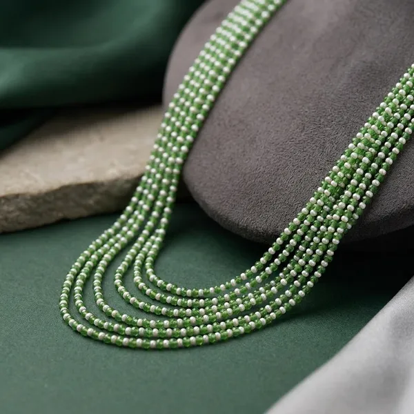 Green_Glass_Bead_Multi-Strand_Necklace_For_Women