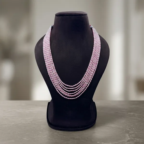 Pink_Pearl_Bead_Multi-Strand_Necklace_For_Women