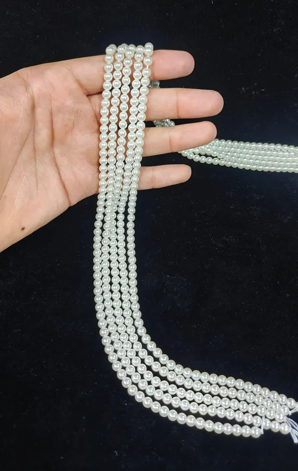 White_Pearl_Bead_Multi-Strand_Necklace_For_Women