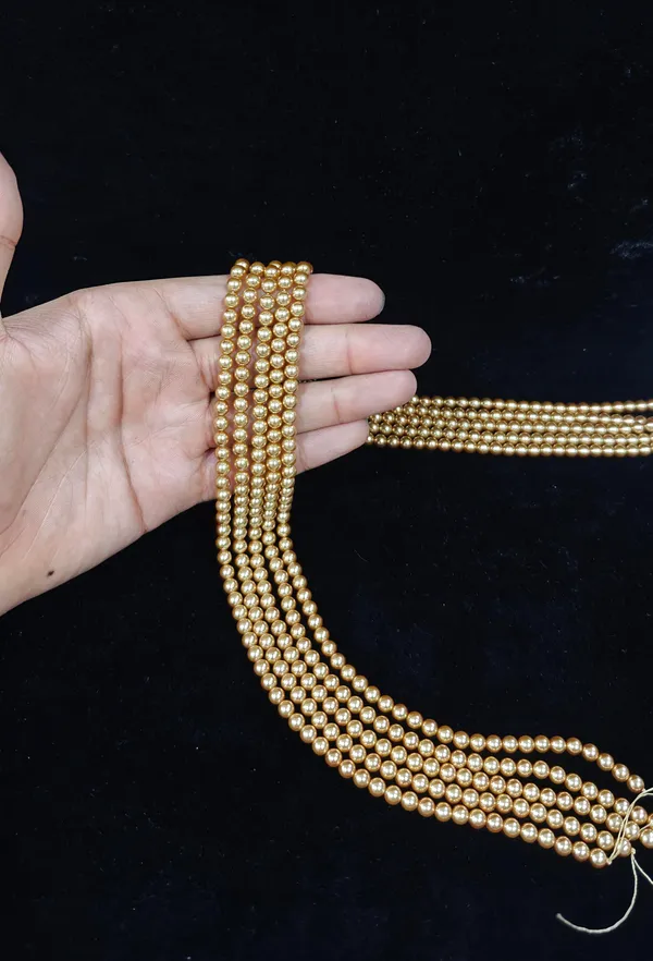 Gold_Glass_Bead_Multi-Strand_Necklace_For_Women