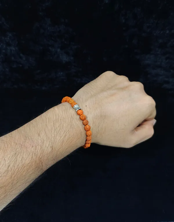 Brown_Silver_Rudraksha_Bead_Stretch_Bracelet_For_Adults