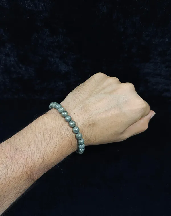 Gold_Pyrite_Stone_Beaded_Stretch_Bracelet_For_Men_And_Women