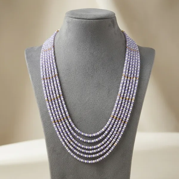 Purple_White_Glass_Bead_Multi-Strand_Necklace_For_Women