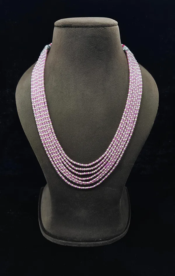 Pink_Pearl_Bead_Multi-Strand_Necklace_For_Women