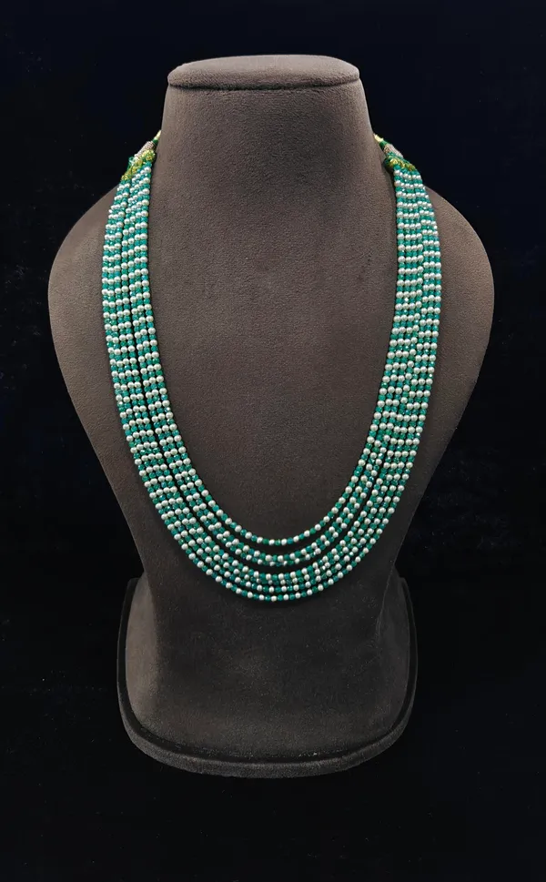 Turquoise_Stone_Bead_Multi-Strand_Statement_Necklace_For_Women