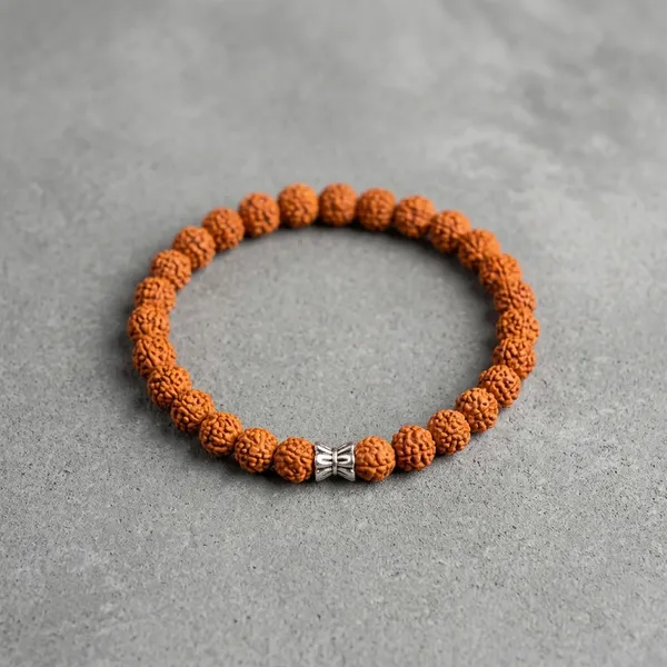 Brown_Silver_Rudraksha_Bead_Stretch_Bracelet_For_Adults