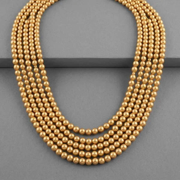 Gold_Glass_Bead_Multi-Strand_Necklace_For_Women