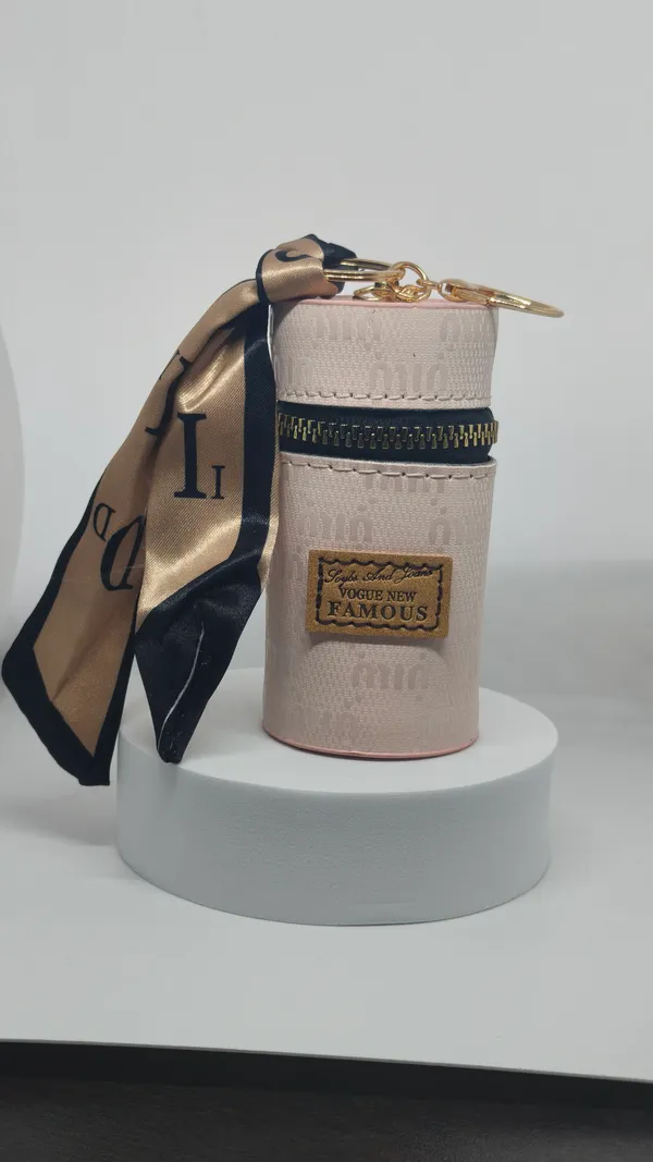 Pink_Canvas_Cylindrical_Pouch_with_Scarf_Keychain