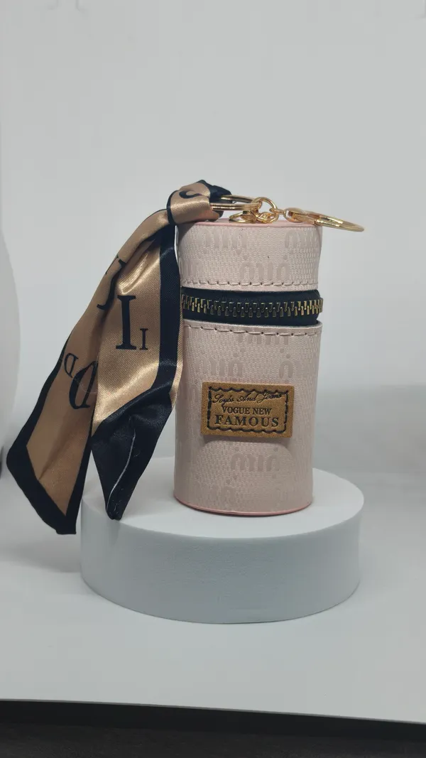Beige_Cylindrical_Zip_Pouch_With_Decorative_Scarf_For_Women