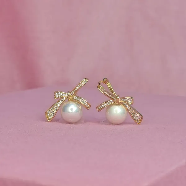 White_Pearl_Alloy_Crystal_Bow_Stud_Earrings_For_Women