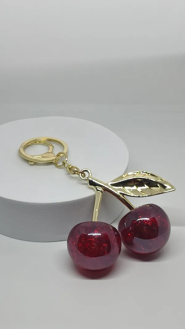 Gold_Cherry_Keychain_with_Red_Resin_Fruits