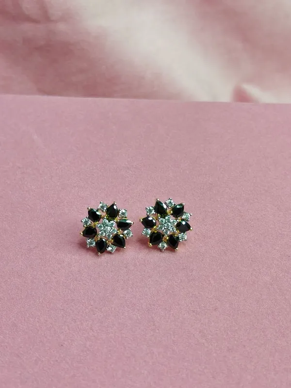 Blue_Cubic_Zirconia_Floral_Stud_Earrings_For_Women