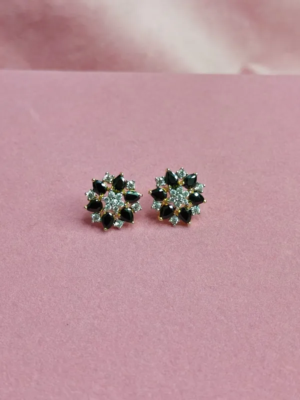 Blue_Cubic_Zirconia_Floral_Stud_Earrings_For_Women
