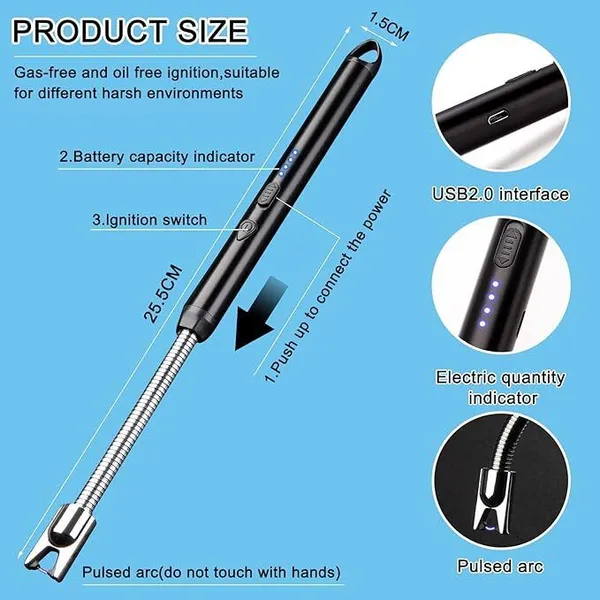 Black_Plastic_Flameless_Arc_Usb_Rechargeable_Electric_Gas_Lighter