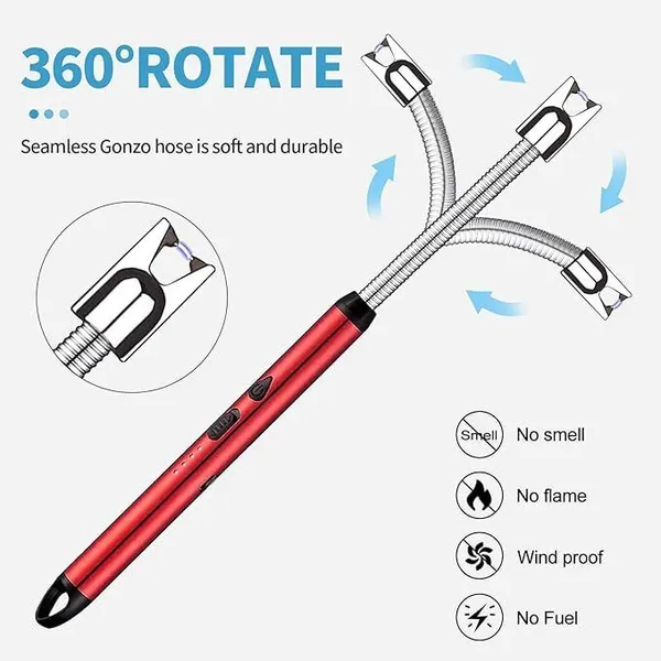 Red_Plastic_Flameless_Arc_Usb_Rechargeable_Electric_Gas_Lighter