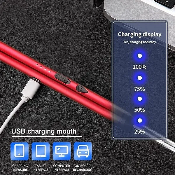 Red_Plastic_Flameless_Arc_Usb_Rechargeable_Electric_Gas_Lighter