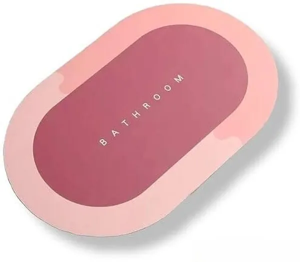 Microfiber_Oval_Super_Absorbent_Anti-Slip_Bathroom_Mat_Pink