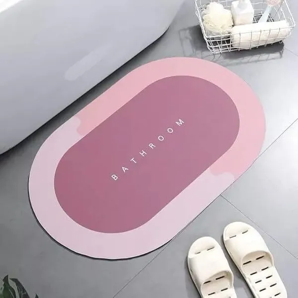 Microfiber_Oval_Super_Absorbent_Anti-Slip_Bathroom_Mat_Pink