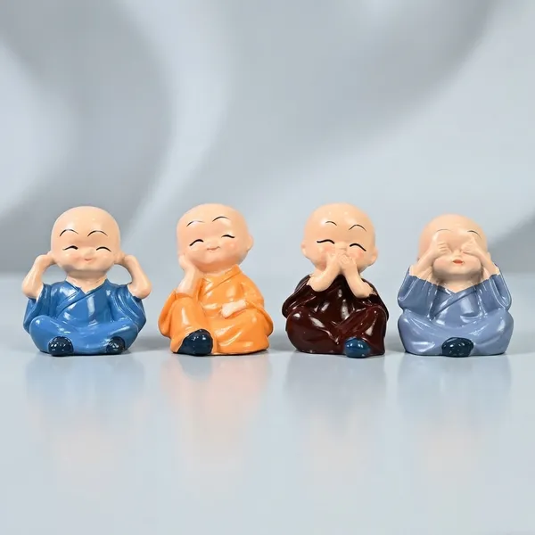 Resin_Multicolor_See_Hear_Speak_Think_No_Evil_Monk_Figurines_Set_Of_4
