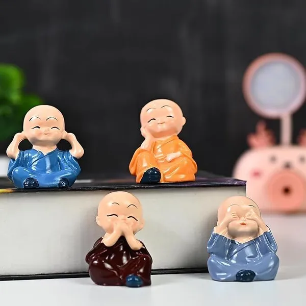 Resin_Multicolor_See_Hear_Speak_Think_No_Evil_Monk_Figurines_Set_Of_4