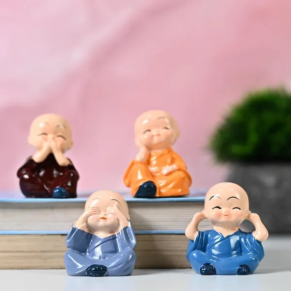 Resin_Multicolor_See_Hear_Speak_Think_No_Evil_Monk_Figurines_Set_Of_4
