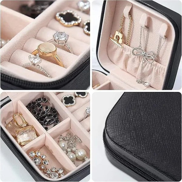 Black_Travel_Multi-Compartment_Jewelry_Organizer_Box_With_Zipper