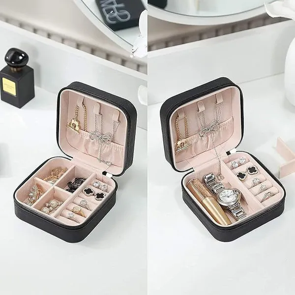 Black_Travel_Multi-Compartment_Jewelry_Organizer_Box_With_Zipper