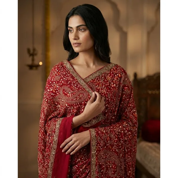 Pink_Georgette_Kashmiri_Resham_Embroidered_Saree_For_Women