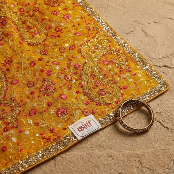 Mustard_Georgette_Kashmiri_Resham_Embroidered_Saree_For_Women