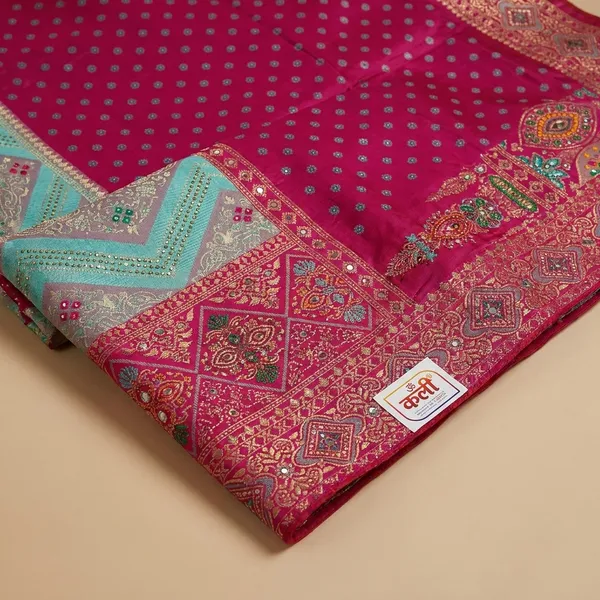 Pink_Sky_Blue_Banarasi_Silk_Contrast_Border_Swarovski_Saree_For_Women