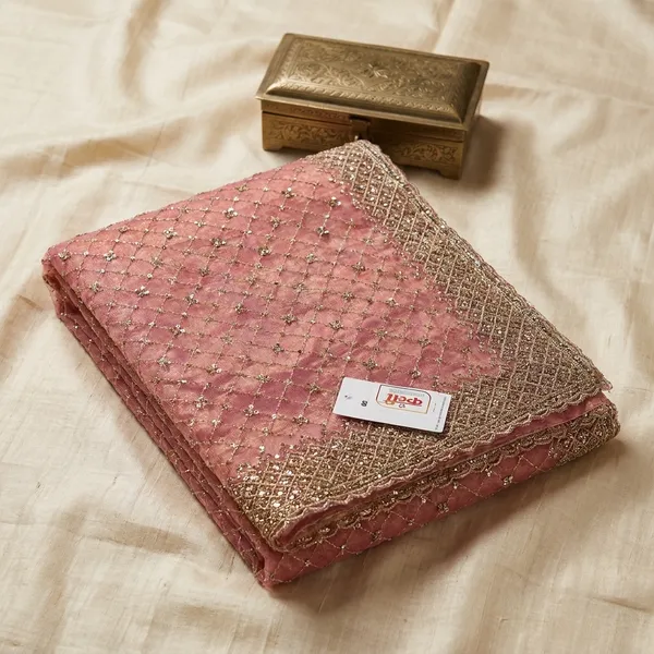 Peach_Shimmer_Net_Zari_Embroidered_Zarkan_Saree_For_Women