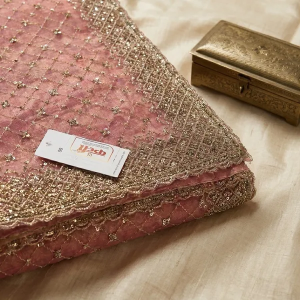 Peach_Shimmer_Net_Zari_Embroidered_Zarkan_Saree_For_Women